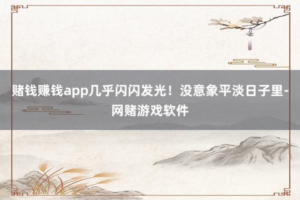 赌钱赚钱app几乎闪闪发光！没意象平淡日子里-网赌游戏软件