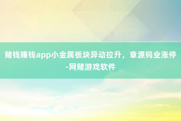 赌钱赚钱app小金属板块异动拉升，章源钨业涨停-网赌游戏软件