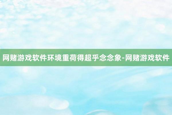 网赌游戏软件环境重荷得超乎念念象-网赌游戏软件