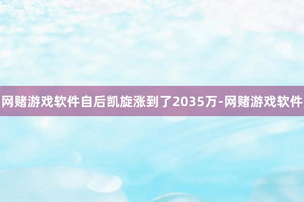 网赌游戏软件自后凯旋涨到了2035万-网赌游戏软件
